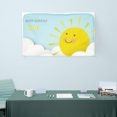 Sunshine Clouds Waterverf Sky Birthday Spandoek (Beurs)