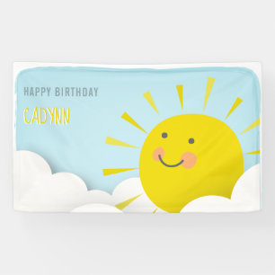 Sunshine Clouds Waterverf Sky Birthday Spandoek