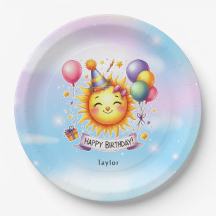 Sunshine Custom Naam Happy Birthday Paper Borden Papieren Bordje