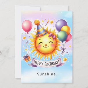 Sunshine Custom Naam Happy Birthday Wenskaart Kaart