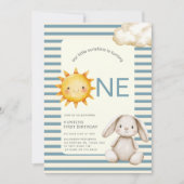 Sunshine Cute Bunny First Birthday OR code Kaart (Voorkant)