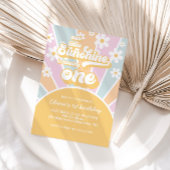 Sunshine daisy boho floral pastel, eerste verjaard kaart