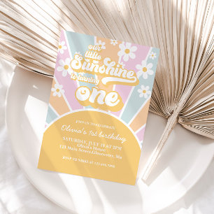 Sunshine daisy boho floral pastel, eerste verjaard kaart