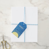 Sunshine Denim Baby shower achtergrond Custom Cadeaulabel (Met Touw)