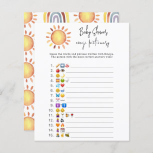 Sunshine Emoji afbeelding game baby shower