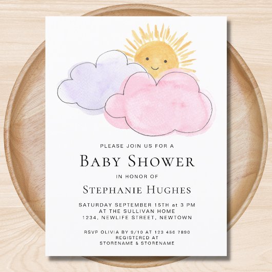 Sunshine et nuages Invitation Baby shower de la fi