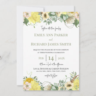 Sunshine et Rose Aquarelle Florale Invitation