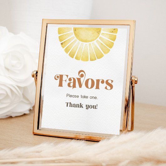 Sunshine Favors Boho Retro Sun Party Sign Poster