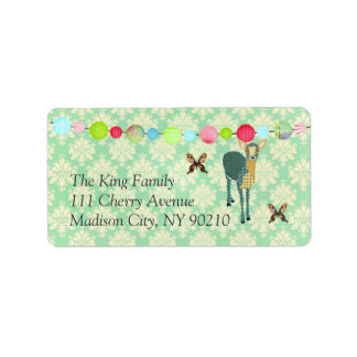 Sunshine Fawn Mint Julep Damask Étiquette