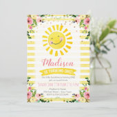 Sunshine First Birthday Invitation, Sun Birthday Kaart (Staand voorkant)