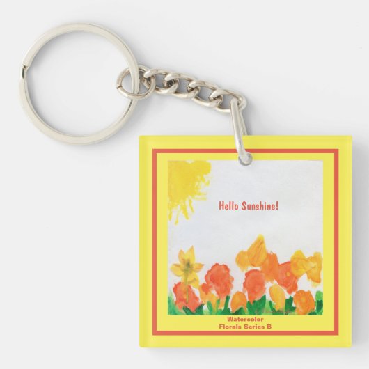 Sunshine Floral Waterverf Sleutelhanger (voorkant)