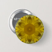 Sunshine Flower Burst Golden Ronde Button 5,7 Cm (Voorkant /achterkant)