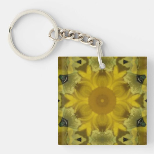 Sunshine Flower Burst Golden Sleutelhanger (voorkant)