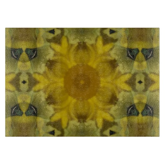 Sunshine Flower Burst Golden Snijplank (Voorkant)