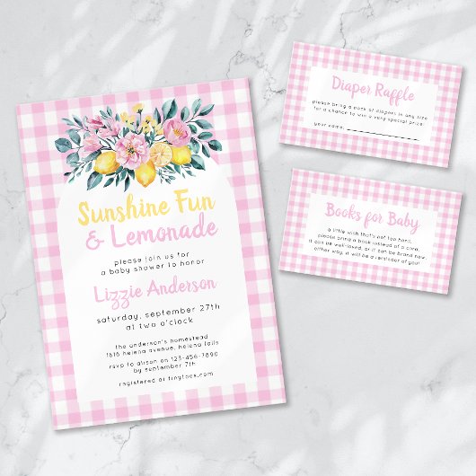 Sunshine Fun en Lemonade Floral Baby shower Kaart