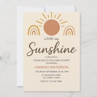 Sunshine Gender Neutral Boho Sun Baby Shower Kaart