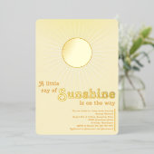 Sunshine Gold Sun Baby shower Foil Invitation (Debout devant)