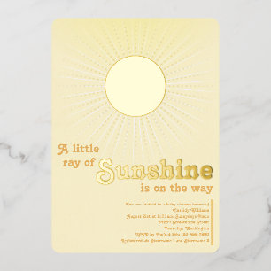 Sunshine Gold Sun Baby shower Folie Invitation Folie Uitnodiging