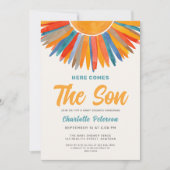 Sunshine Here Comes The Son Boy Baby shower Kaart (Voorkant)