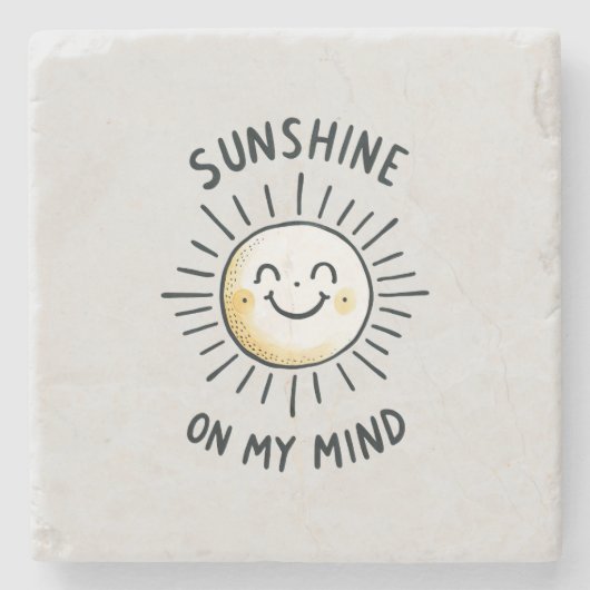 Sunshine in mijn gedachten stenen onderzetter (Voorkant)