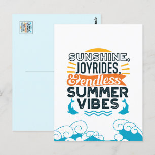 Sunshine & Joyrides - Eindeloze zomer vibes citaat Briefkaart
