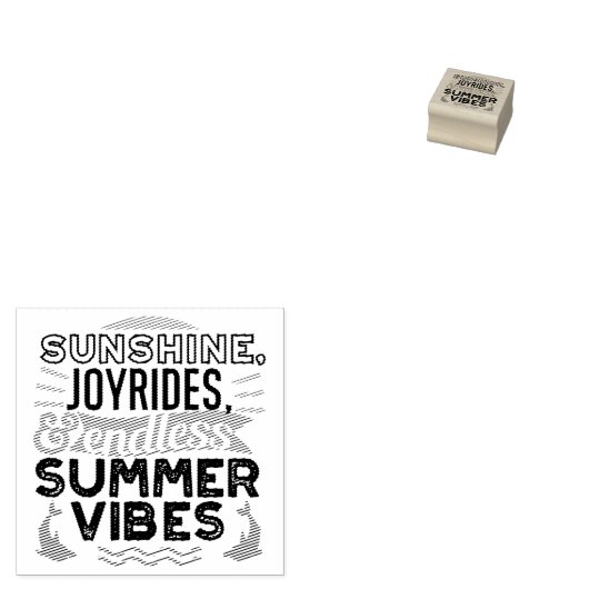 Sunshine & Joyrides - Eindeloze zomer vibes citaat Rubberstempel (Gestempeld)