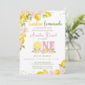 Sunshine Lemon Lemonade First Birthday Invitation (Debout devant)