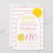 Sunshine Lemonade 1e Verjaardagsfeestuitnodiging Kaart (Voorkant)