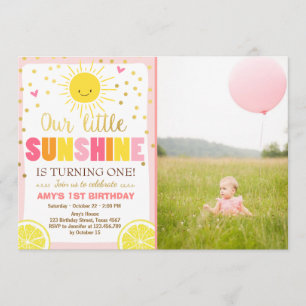 Sunshine Lemonade Birthday - uitnodiging Roze leem