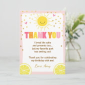 Sunshine Lemonade Carte de remerciements d'anniver (Debout devant)