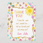 Sunshine Lemonade Carte de remerciements d'anniver (Devant / Derrière)