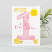 Sunshine Lemonade First Birthday Uitnodiging (Staand voorkant)
