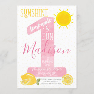 Sunshine Lemonade First Birthday Uitnodiging