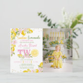 Sunshine Lemonade Floral 2nd Birthday Invitation (Debout devant)