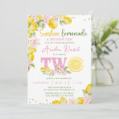 Sunshine Lemonade Floral Birthday Invitation (Debout devant)