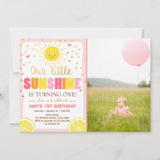 Sunshine Lemonade Invitation Anniversaire Citron r (Devant)