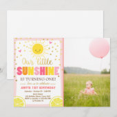 Sunshine Lemonade Invitation Anniversaire Citron r (Devant / Derrière)