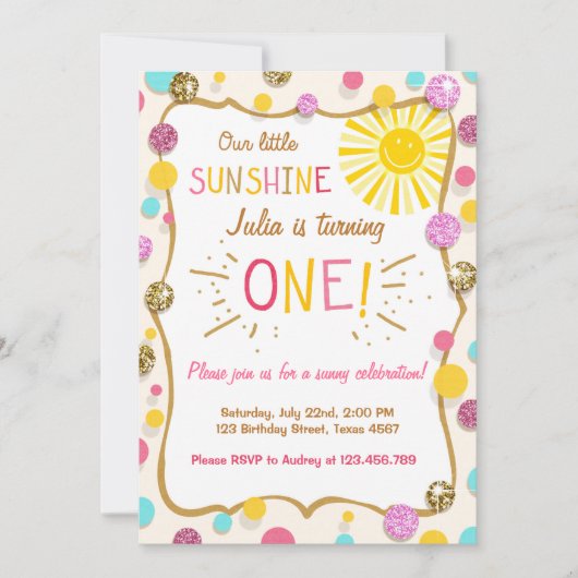 Sunshine Lemonade Invitation de fête d'anniversair (Devant)