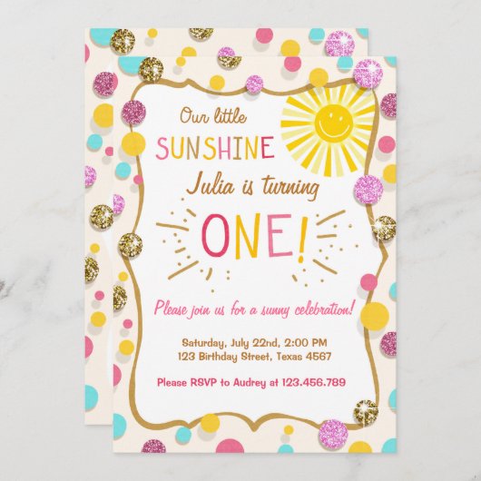 Sunshine Lemonade Verjaardagsfeestuitnodiging Kaart (Voorkant / Achterkant)