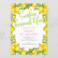 Sunshine limonade, Lemon 1e verjaardag uitnodiging