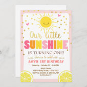 Sunshine Limonade Verjaardag uitnodiging Pink Lemo (Voorkant / Achterkant)