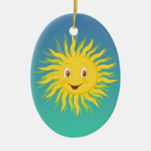 Sunshine met cirkelvormige lijnen keramisch ornament