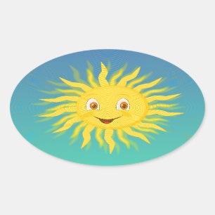 Sunshine met cirkelvormige lijnen ovale sticker