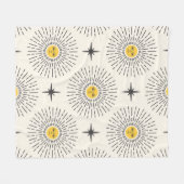 Sunshine met Face Celestial Seamless Pattern Fleece Deken (Voorkant (Horizontaal))