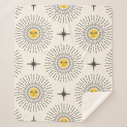 Sunshine met Face Celestial Seamless Pattern Sherpa Deken (Voorkant)
