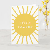 Sunshine | Naam Hallo Modern Scandi Mustard Sun Kaart (Gele Bloem)