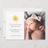 Sunshine Nom primaire Faire-part de naissance bébé (Devant)