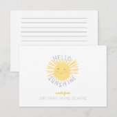 Sunshine Personal Note Cards voor kinderen Bedankkaart (Voorkant / Achterkant)