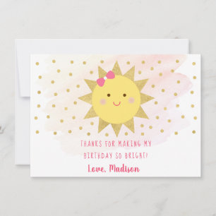 Sunshine Pink & Gold Birthday Hartelijk dank Bedankkaart