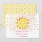 Sunshine Pink & Gold Birthday Hartelijk dank Bedankkaart (Voorkant / Achterkant)